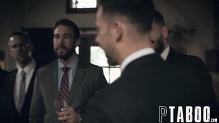 Boys' Club Rowdy Businessman Taunt And Humiliate Escort During Public Fucking