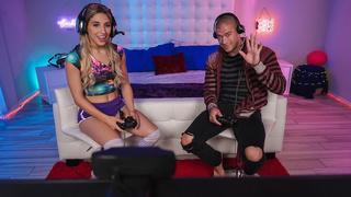 Blonde Gamer Chick Abella Danger Wearing High Knee Socks Gets Rough Fucked