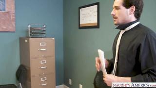 Julia Ann and Romi Rain Have Threesome Sex With The New Coworker In Office