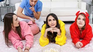 Natalia Nix , Dakota Burns and Dani Damzel  Stepbrother Crashes Slumber Party - BFFS HD