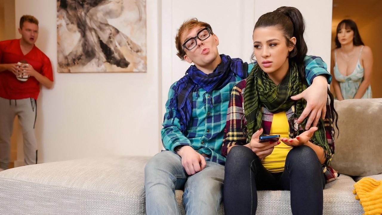 Dazzling Girlfriend Wildly Gobbles Tough Erected Prick on Couch
