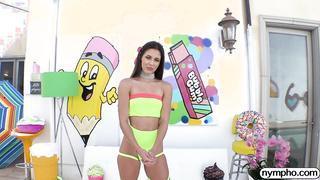 Nympho Slut Catalina Ossa In Neon Lingerie Gets Deep Mouth Fucked And Pussy Destroyed By Big Cock