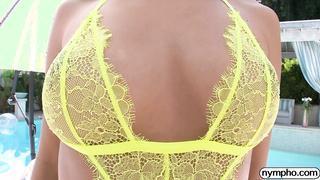 Brazilian L:atina Gianna Dior Opens Her Stockings Legs Wide To Rough Sex At The Pool - Nympho