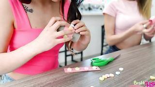 Sizing Up Our Valentines Day Dick (2023) Kyler Quinn , Lulu Chu & Ricky Spanish  - Bratty Sis