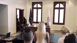 Sexy lawyer Helena Valentine negotiates DP at court with horny babe Aisha featuring David Perry,  Mugur - Porn World (2018)